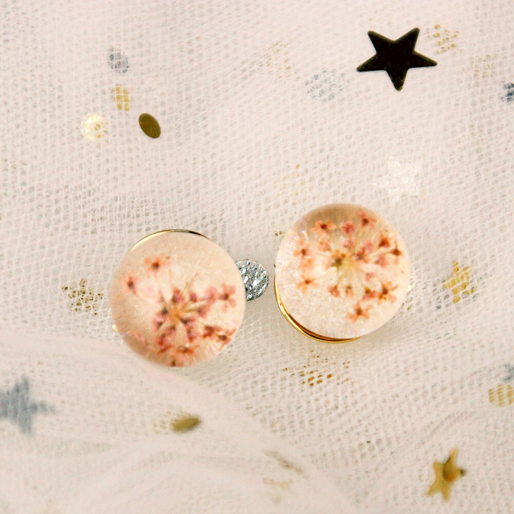 Dried Flower Earrings | Real Flower Personalized Glass Earrings | Junior Bridesmaid Gift | Pressed Flower Jewelry