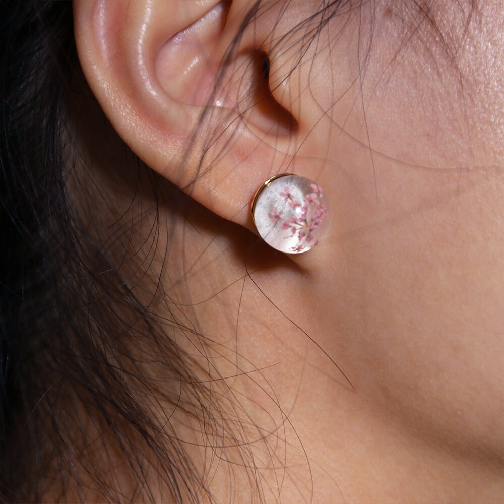 Dried Flower Earrings | Real Flower Personalized Glass Earrings | Junior Bridesmaid Gift | Pressed Flower Jewelry
