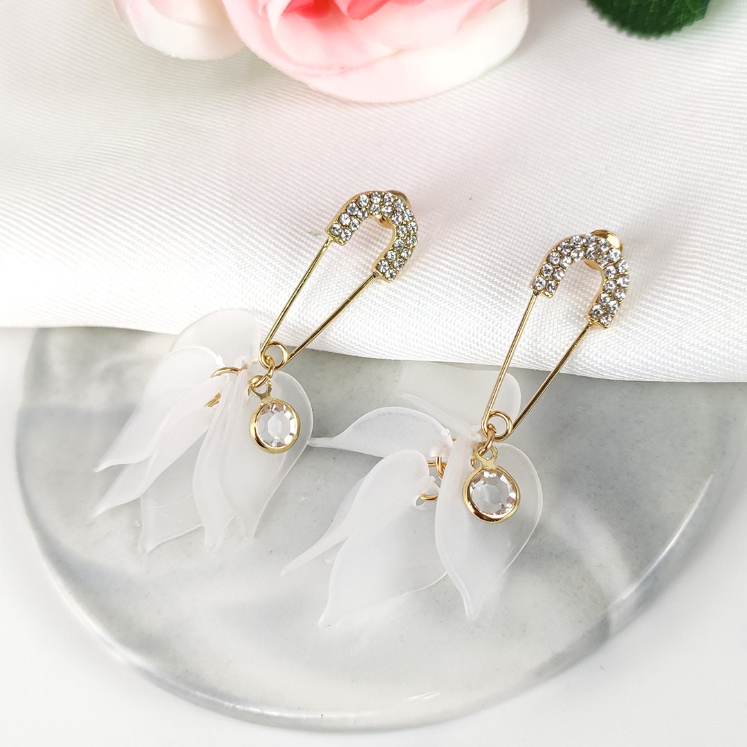 Acrylic Trend Pin Petal Earrings | Korea Jewelry | Handmade Circle Floral Dangle Earrings