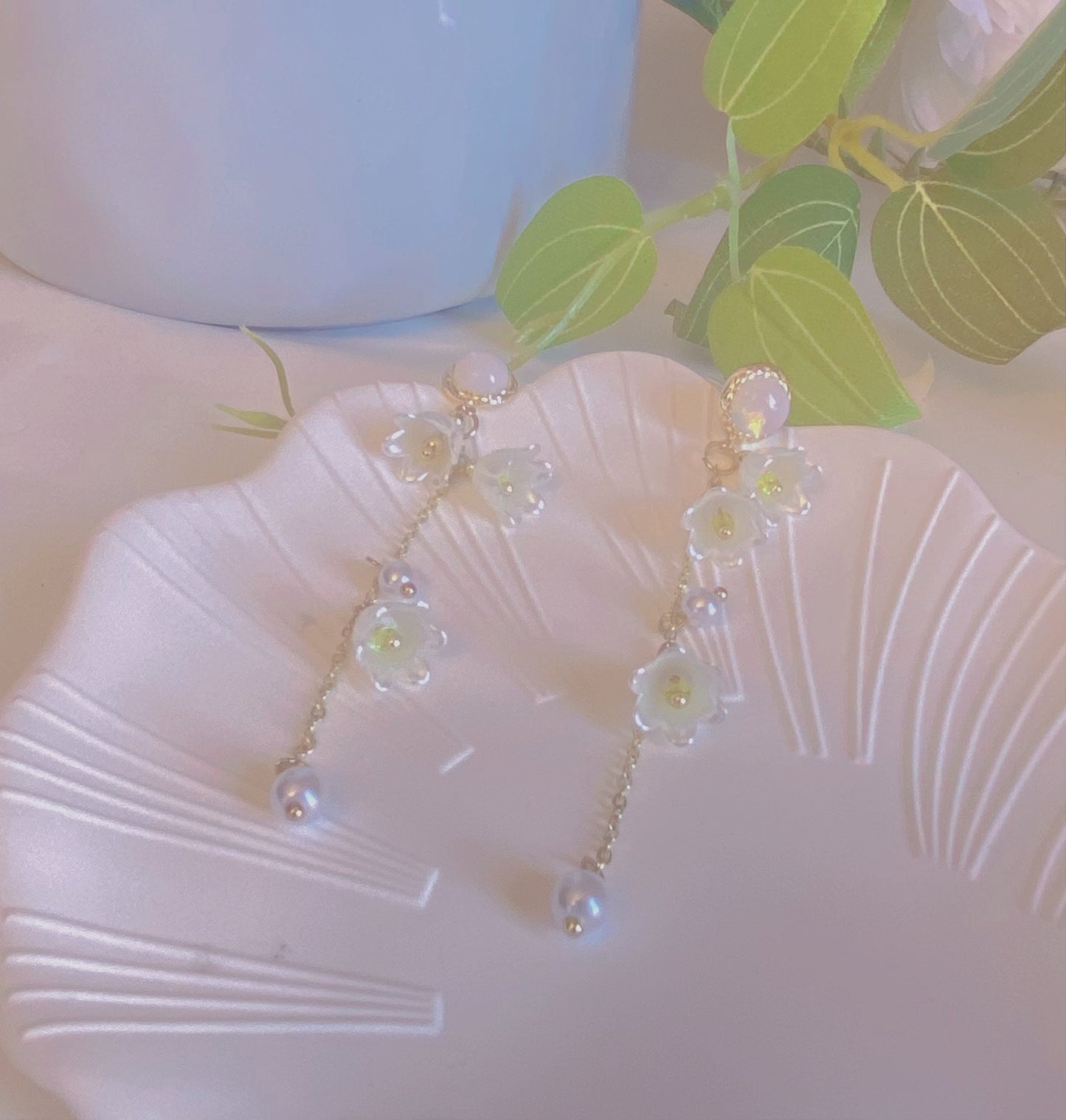 Lily of the Valley Handmade Earrings | Flowers Dangle Earrings | Long Earrings Korea Style Jewelry | Junior Bridesmaid Gift