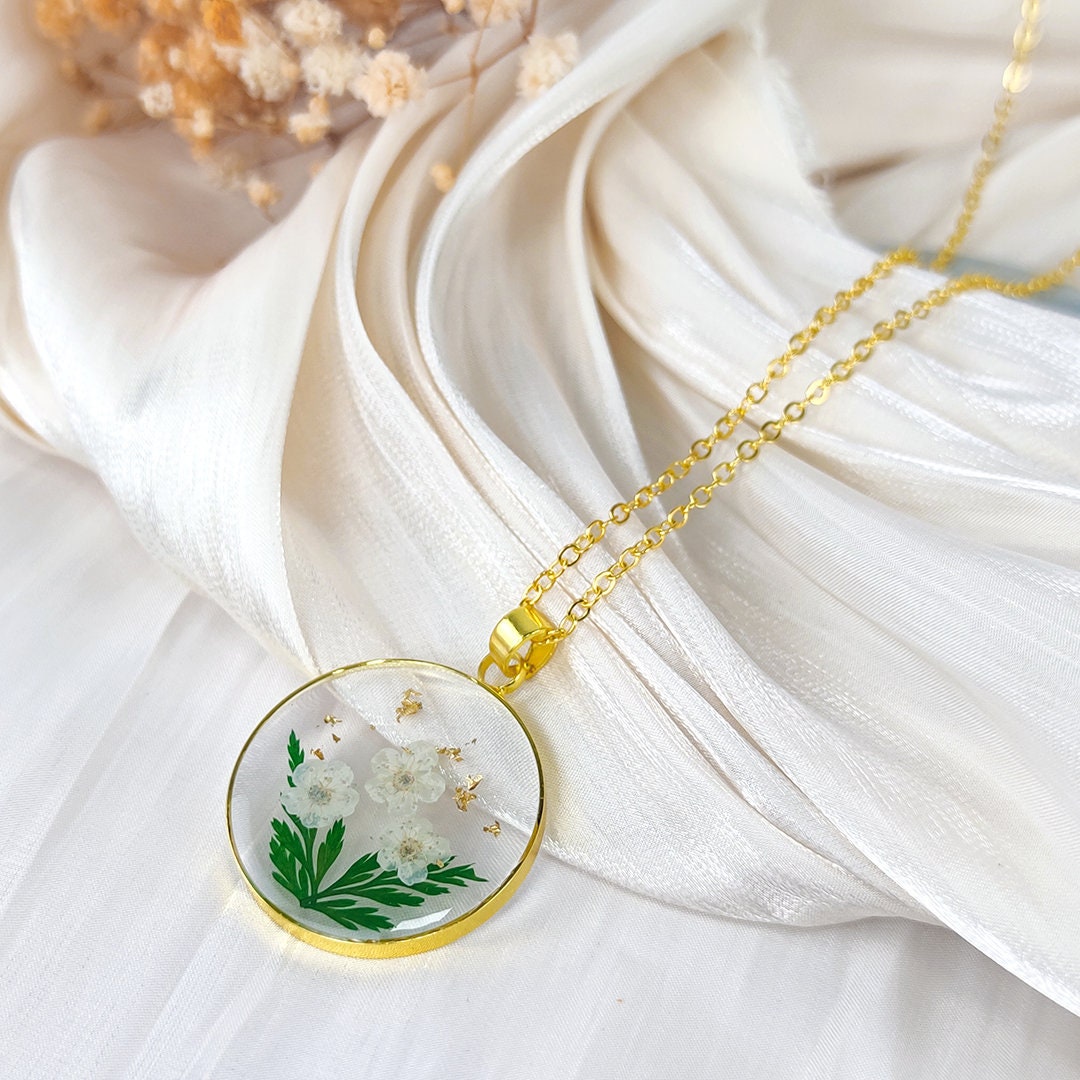 Birth flower Necklace of May | Lily of The Valley | Handmade Pressed Real Flower Jewelry | Birthday Gifts
