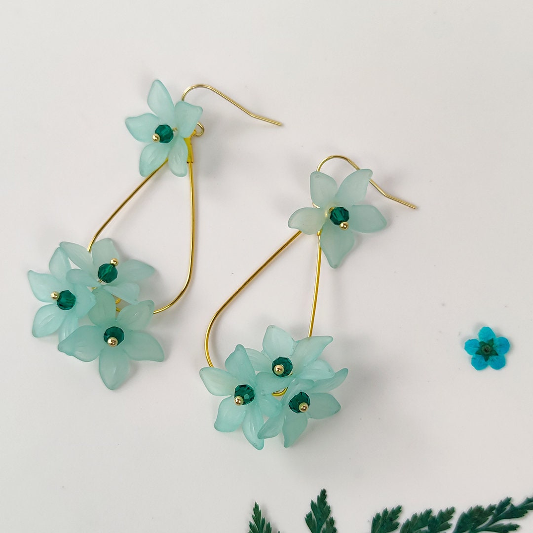 Acrylic Flower Bouquet Earrings | Handmade  Flower Crystal Dainty Jewelry | Funny Gift For Women Friends