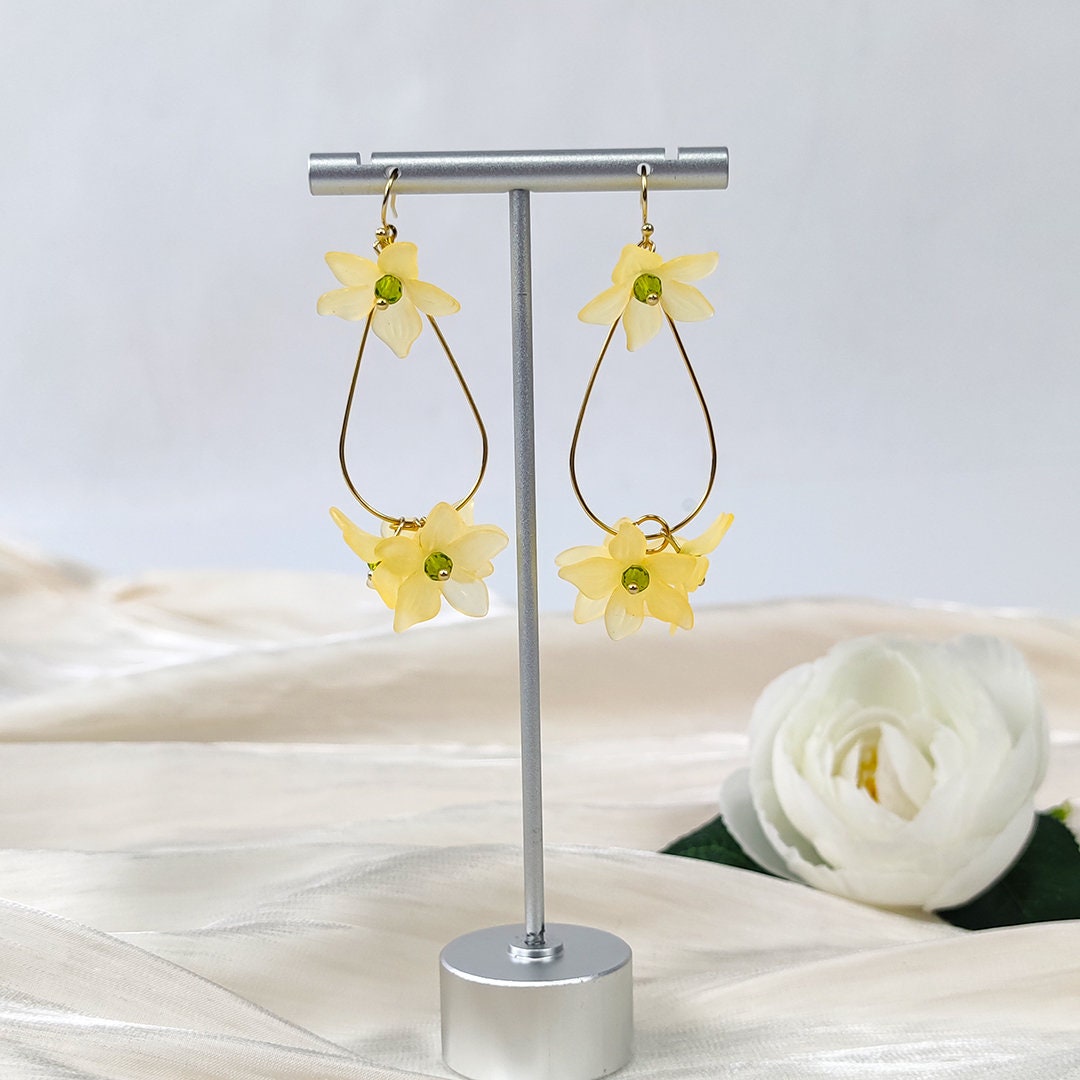 Acrylic Flower Bouquet Earrings | Handmade  Flower Crystal Dainty Jewelry | Funny Gift For Women Friends