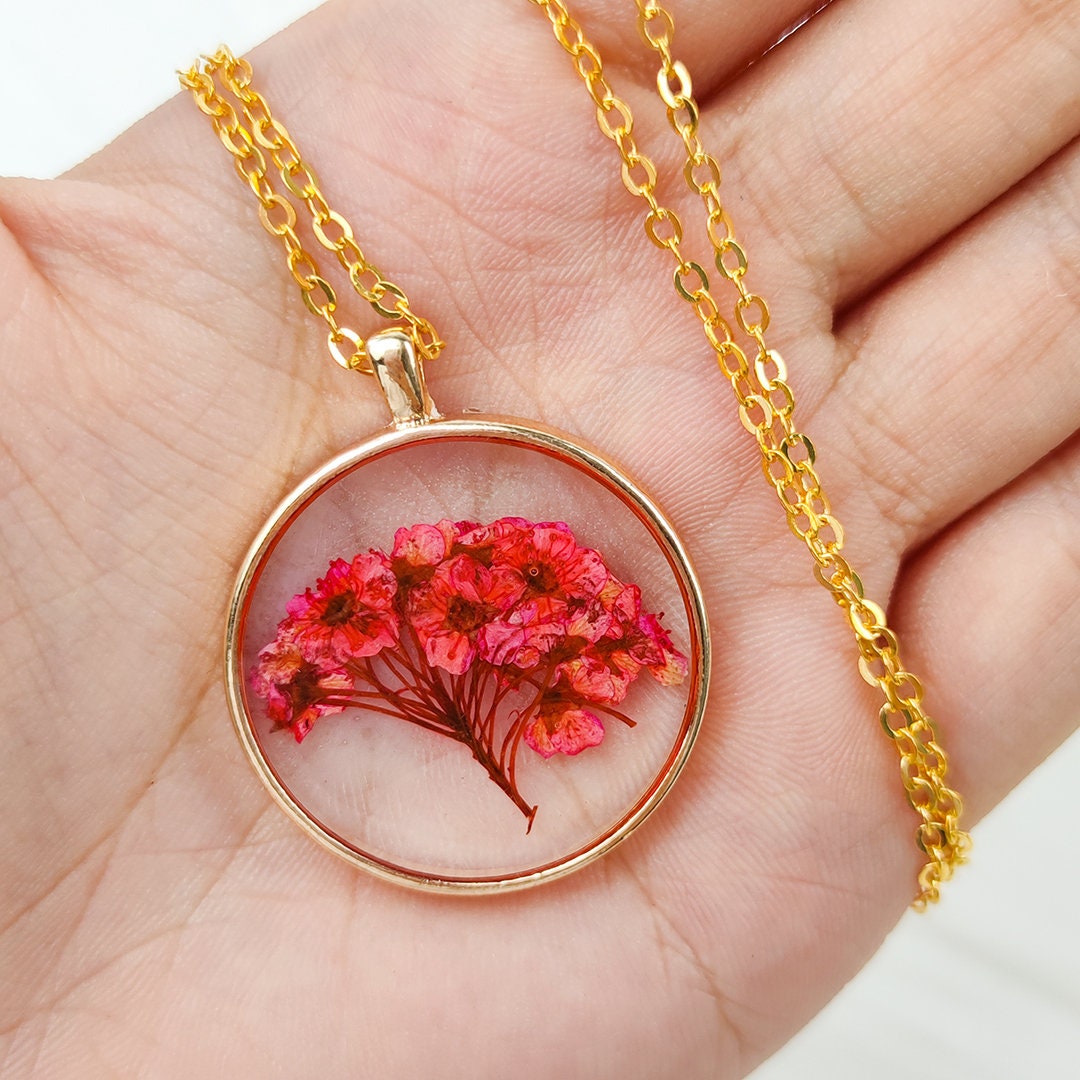 Purple Ammi Dried Flower Necklace | Dried Flowers For Resin | Best Friend Gift | Birth Month Flower Necklace